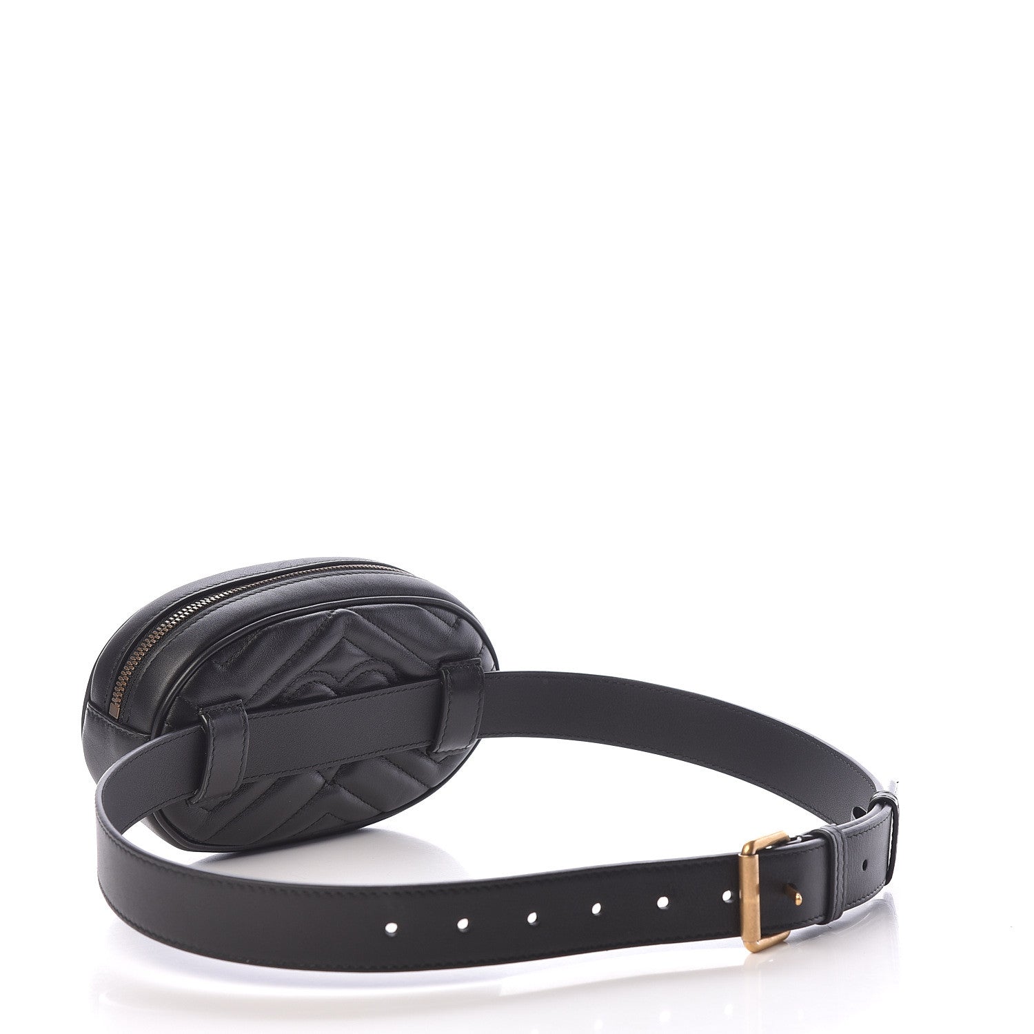 Gucci Calfskin Matelasse GG Marmont Belt Bag 85 34 Black 3 of 11