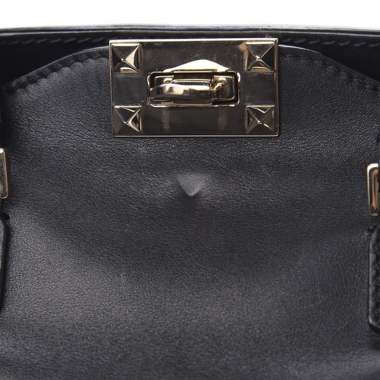 Vitello Rockstud Double Handle Tote Black