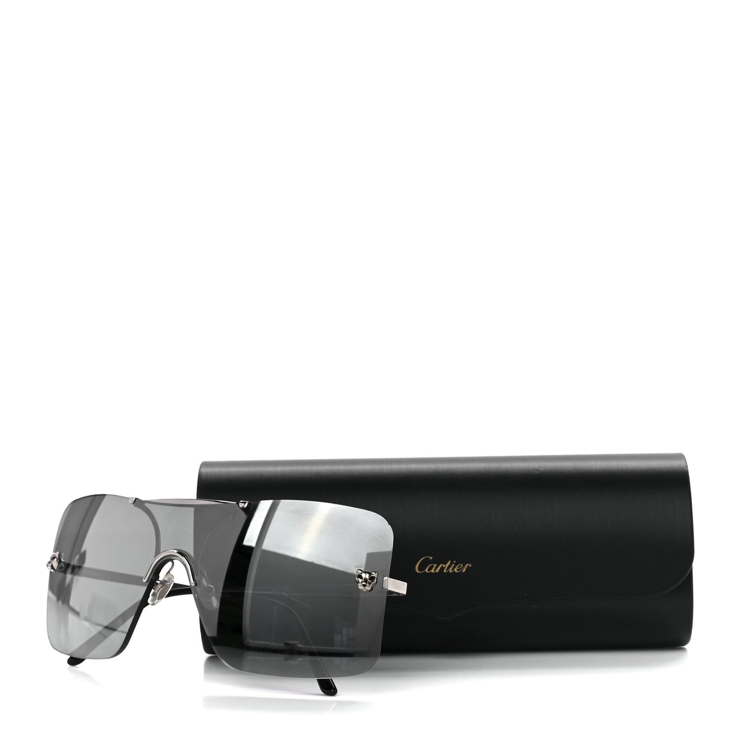 Panthere De Cartier Shield Sunglasses Silver