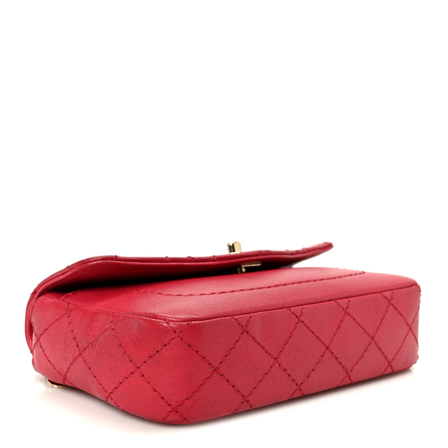 Goatskin Quilted Coco Curve Flap Messenger Flap Red