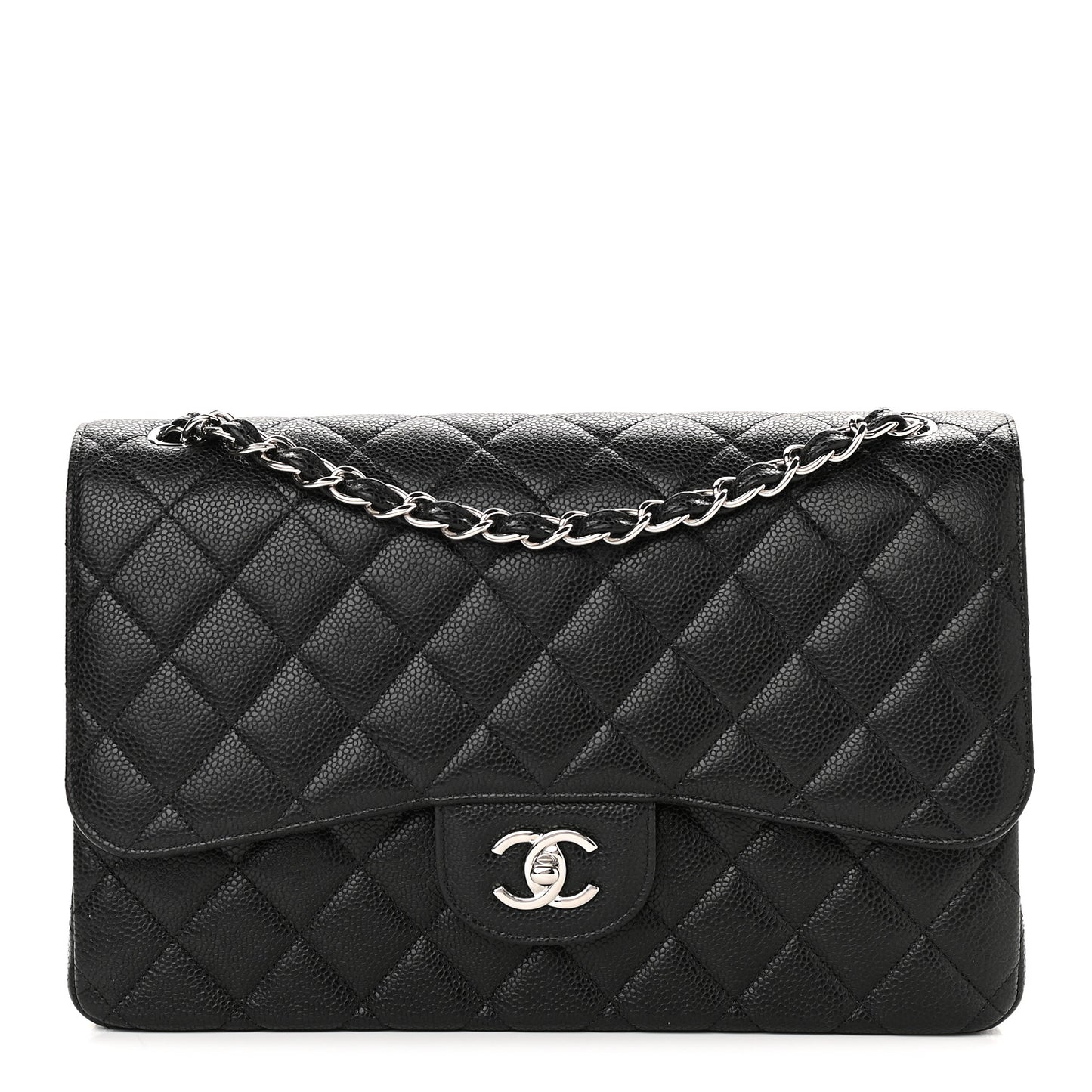 Caviar Quilted Jumbo Double Flap Black