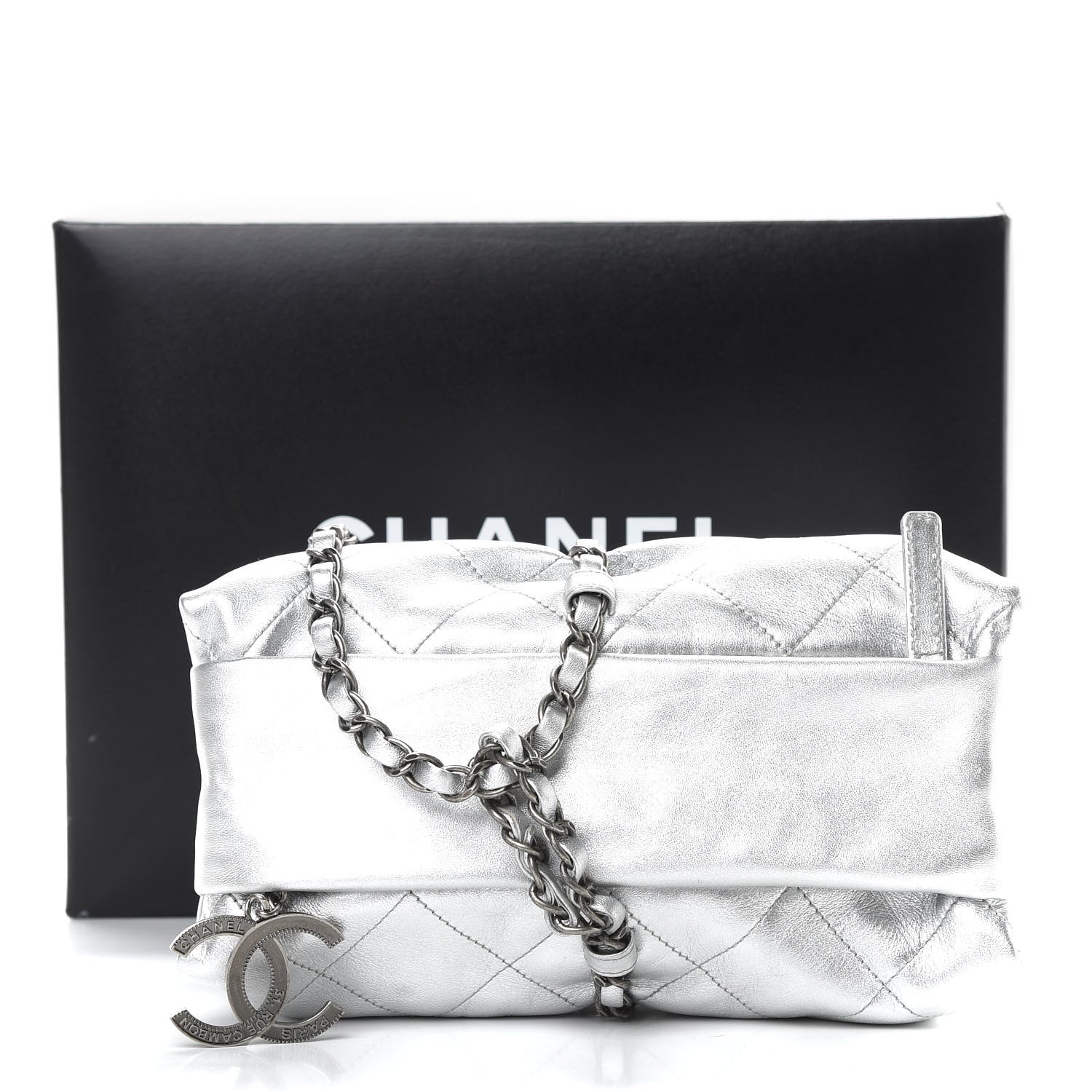Chanel Metallic Calfskin Quilted Baluchon Silver 12 of 12