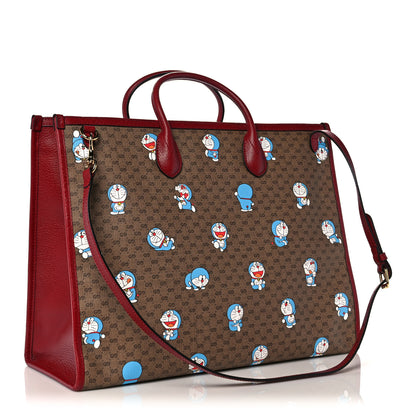 Gucci X DORAEMON Mini Vintage GG Supreme Monogram Large Tote Bag Beige Cherry Red 2 of 15