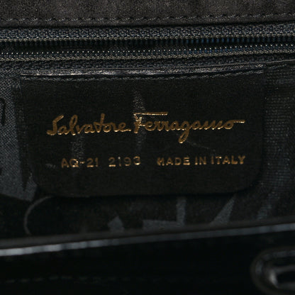 Salvatore Ferragamo Patent Small Iconic Top Handle Bag Black 7 of 10