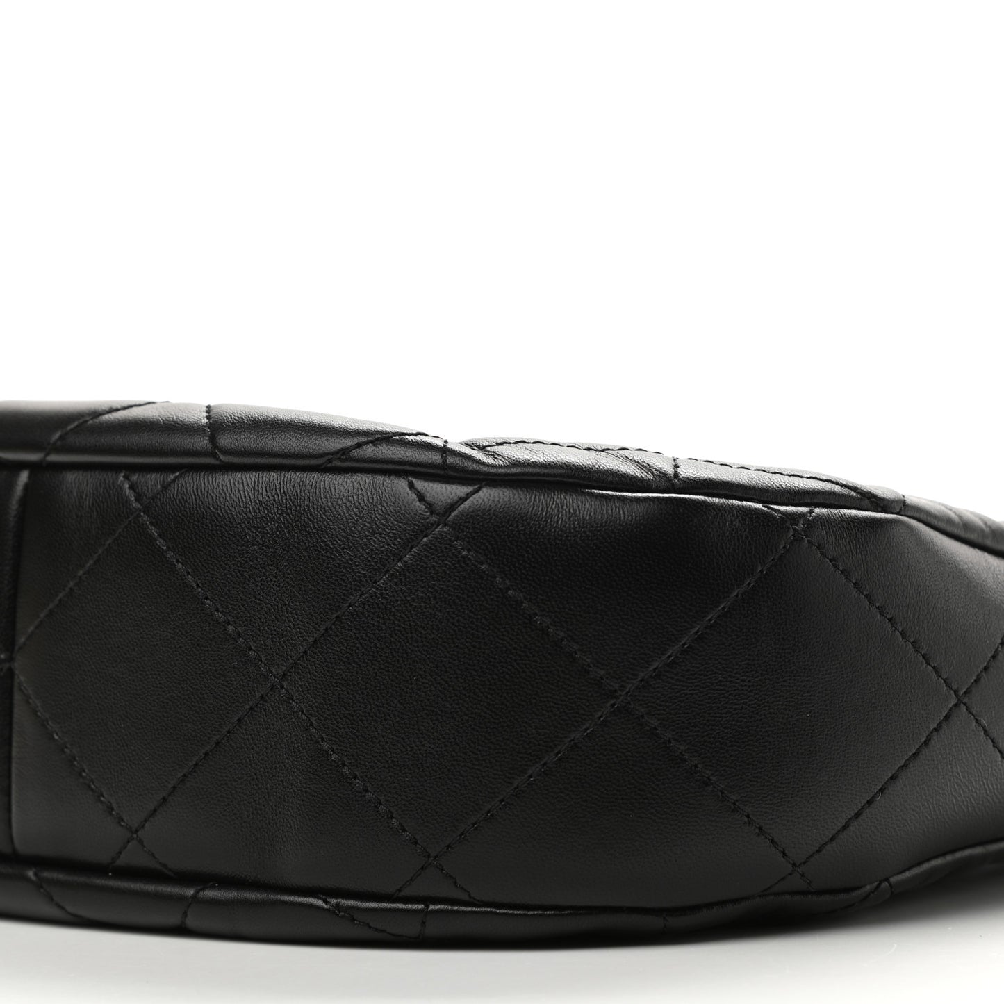 Lambskin Chain Rows Quilted Chain Hobo Black