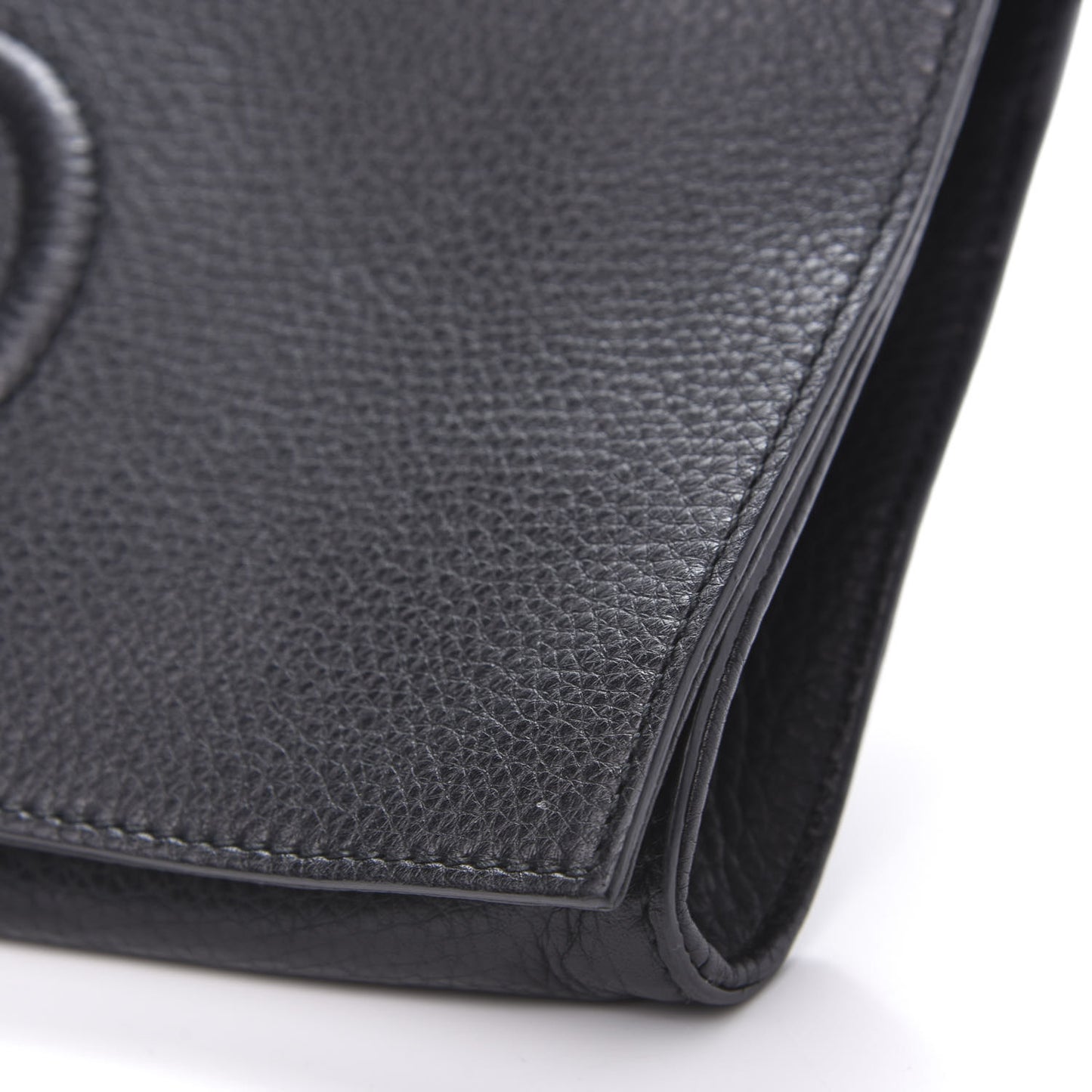 Pebbled Calfskin Medium Soho Clutch Black