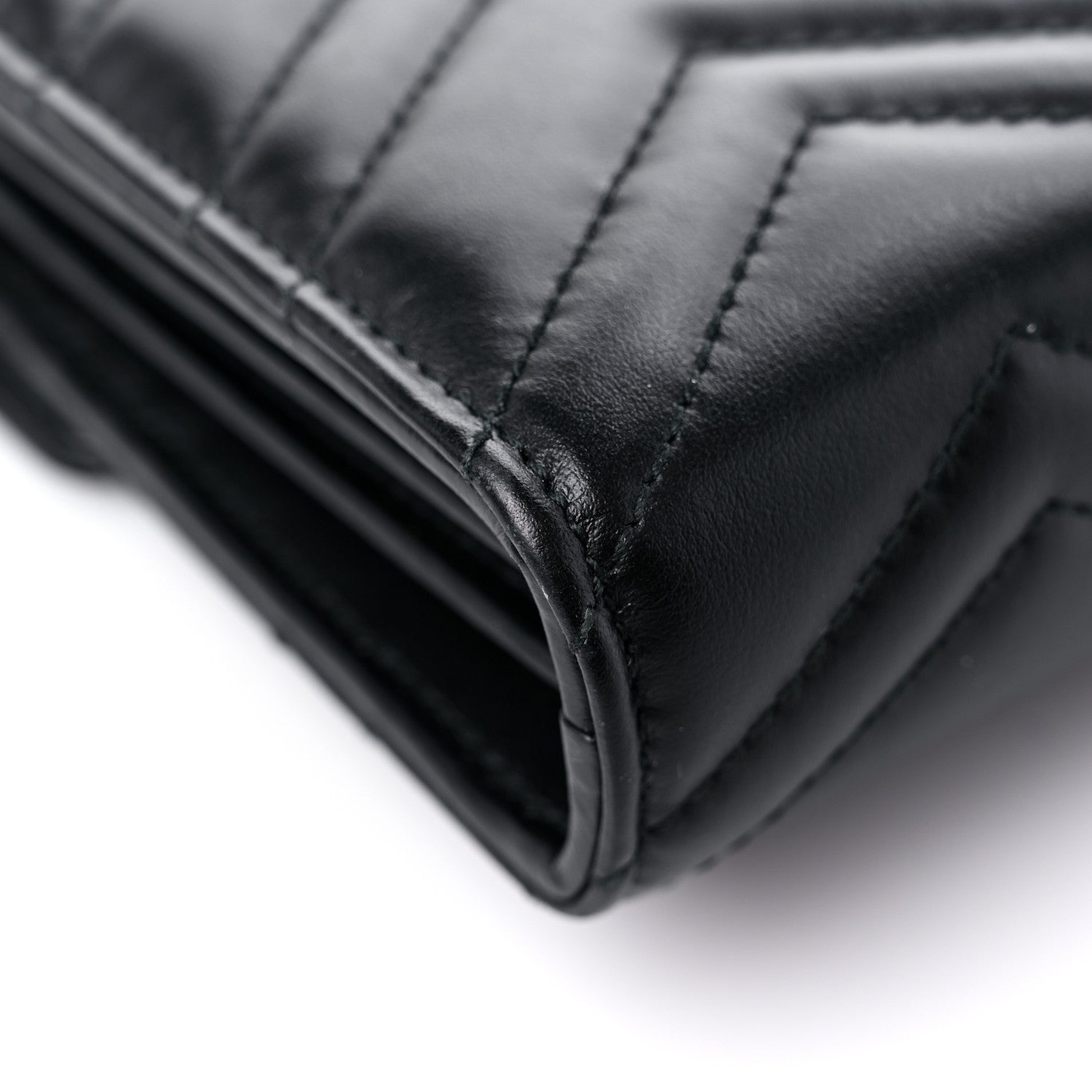 Gucci Calfskin Matelasse GG Marmont Chain Wallet Black 10 of 14