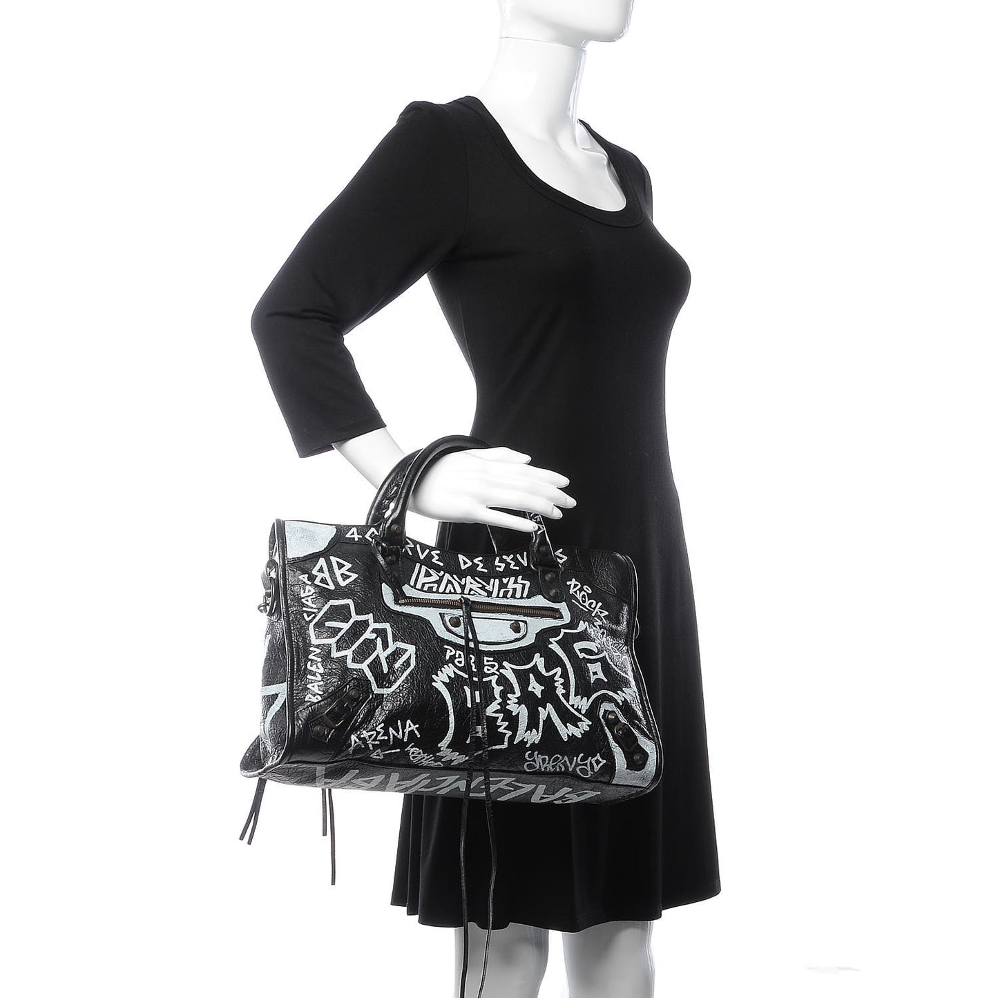 Agneau Arena Graffiti All Over Classic Hardware City Black White