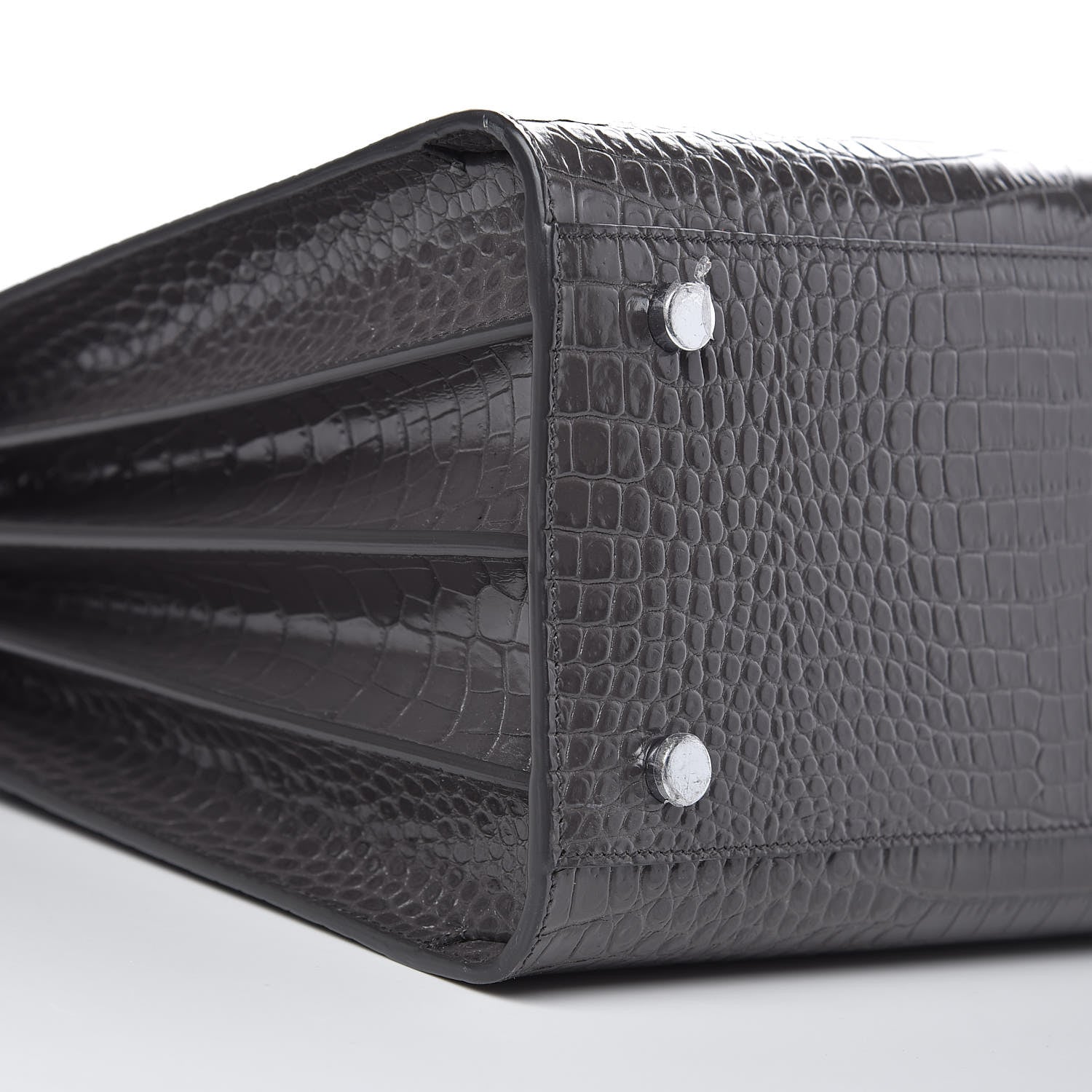 Saint Laurent Calfskin Crocodile Embossed Small Sac De Jour Fog 8 of 9
