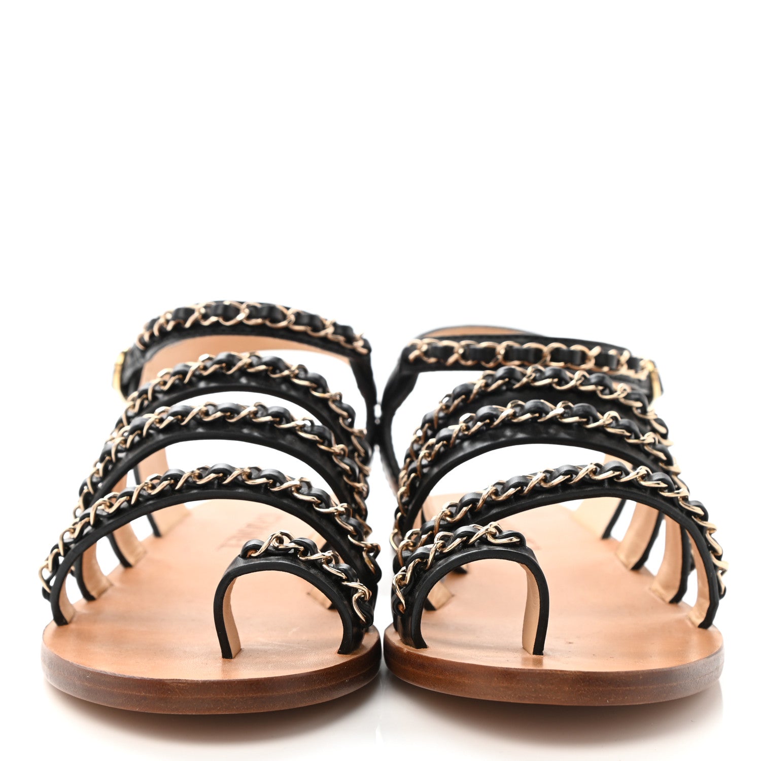 Chanel Calfskin Fantasy Chain Flat Sandals 39 Black 2 of 10