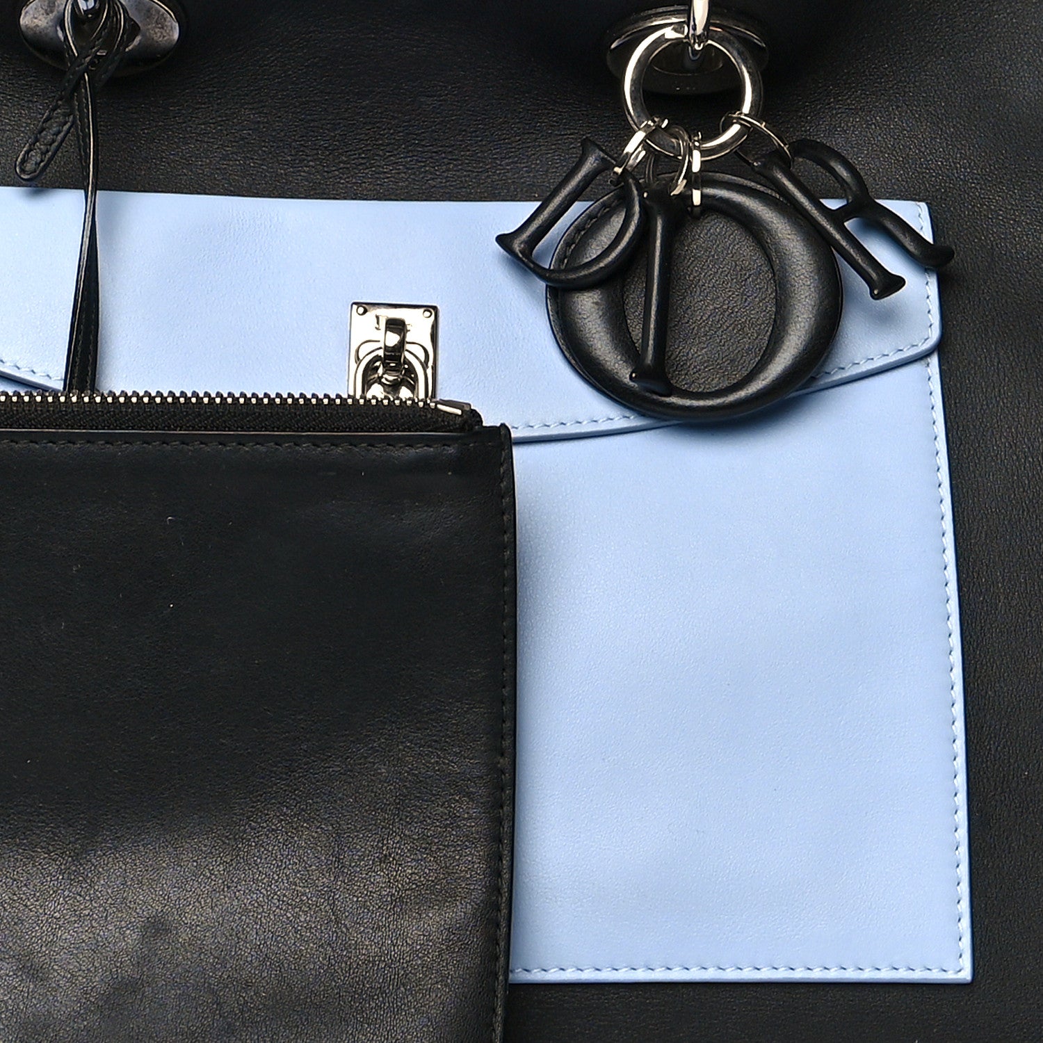 Christian Dior Smooth Calfskin Tri-Color Diorissimo Pocket Tote Black Blue Red 9 of 11