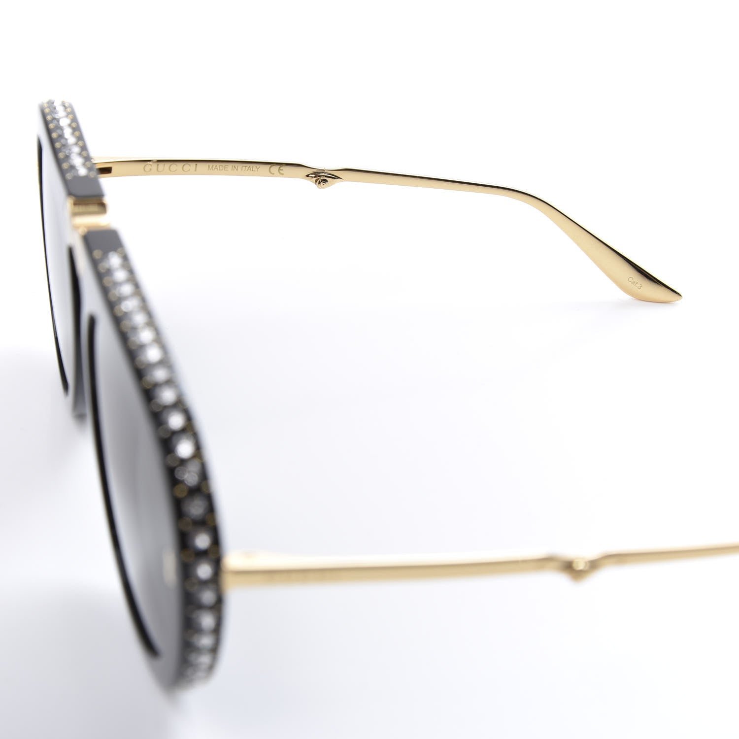 Gucci Acetate Crystal Foldable Aviator Sunglasses GG0307S Black 5 of 8