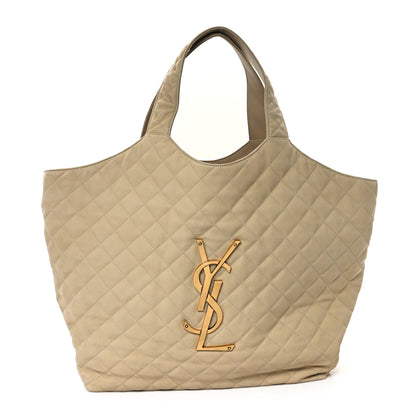 Saint Laurent Nubuck Suede Quilted Maxi Icare Shopping Tote Safari Beige 1 of 13