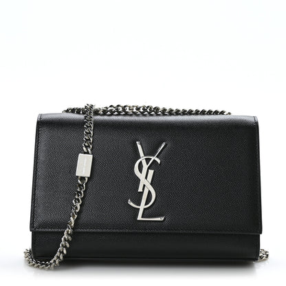 Saint Laurent Grain De Poudre Small Monogram Kate Satchel Black 1 of 9