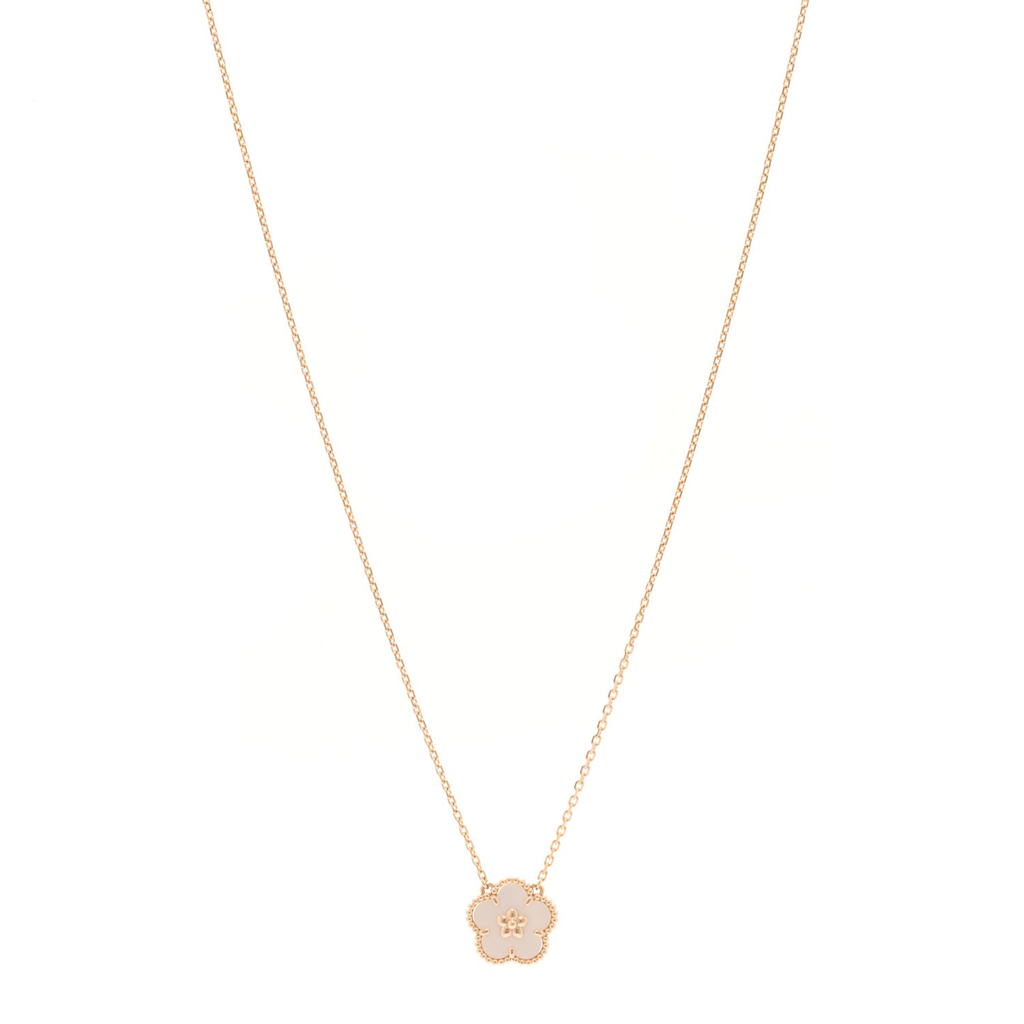 18K Rose Gold Mother of Pearl Lucky Spring Plum Blossom Necklace