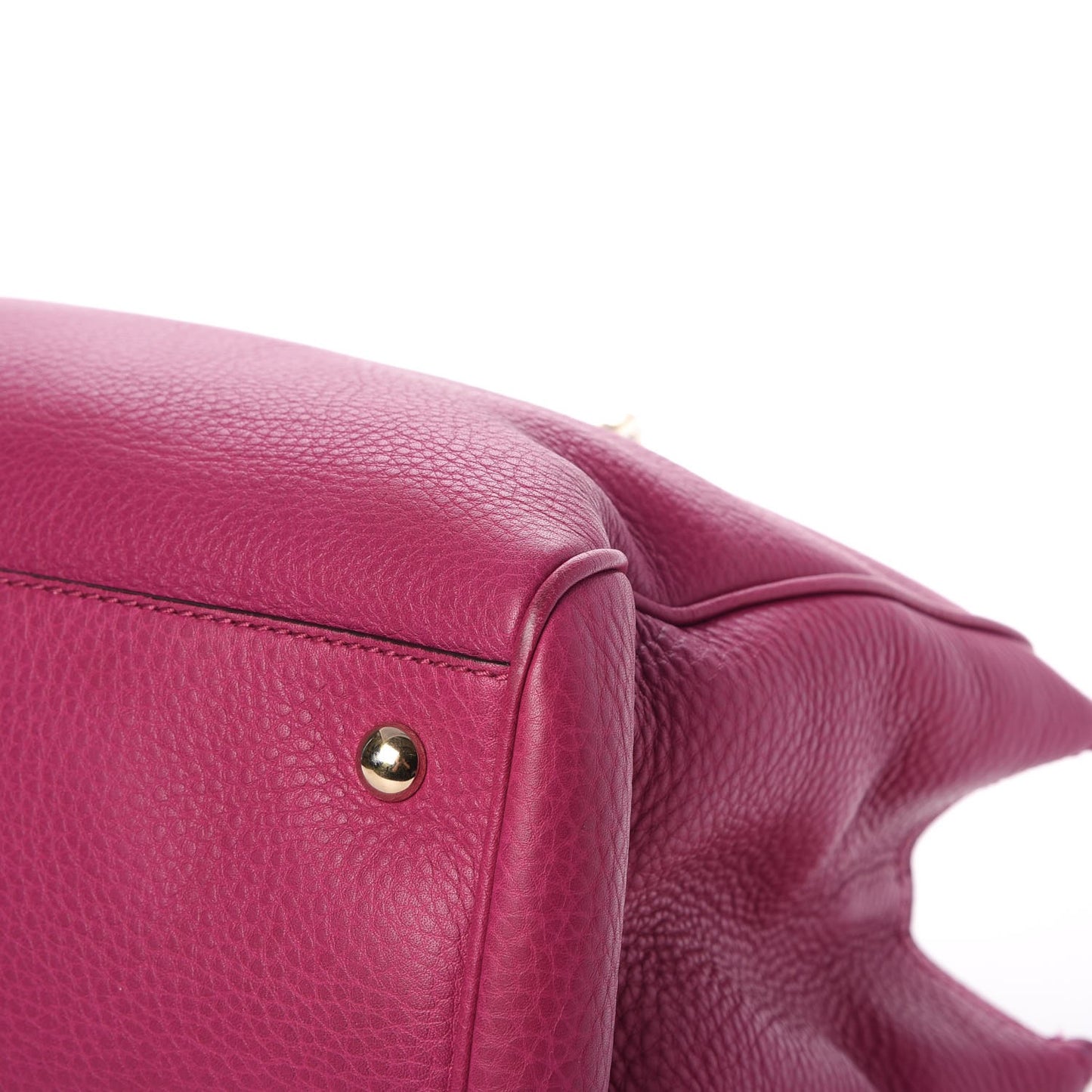 Pebbled Calfskin Medium Bamboo Shopper Tote Bright Bougainvillea