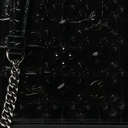 Christian Louboutin Crocodile Embossed Calfskin Spikes Loubinthesky Paloma Crossbody Phone Case Black 8 of 10