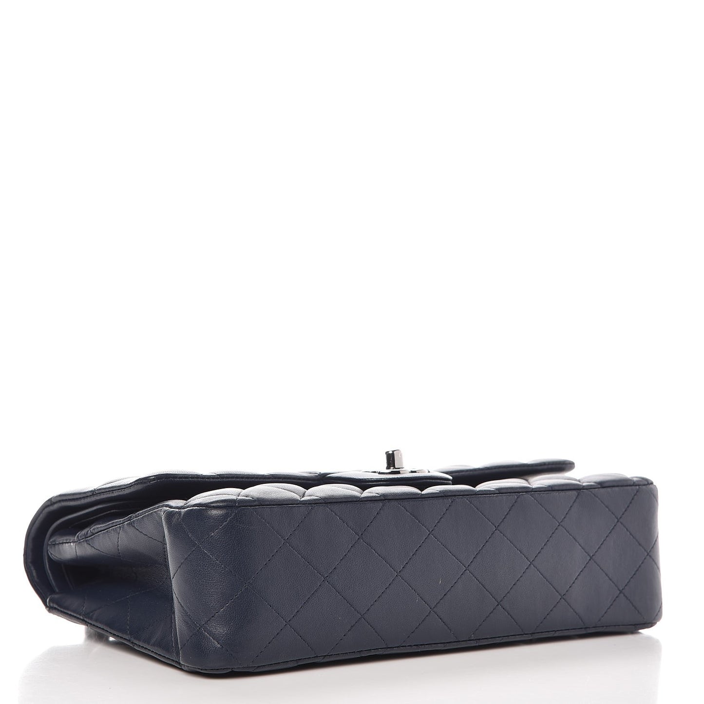 Lambskin Quilted Medium Double Flap Dark Blue