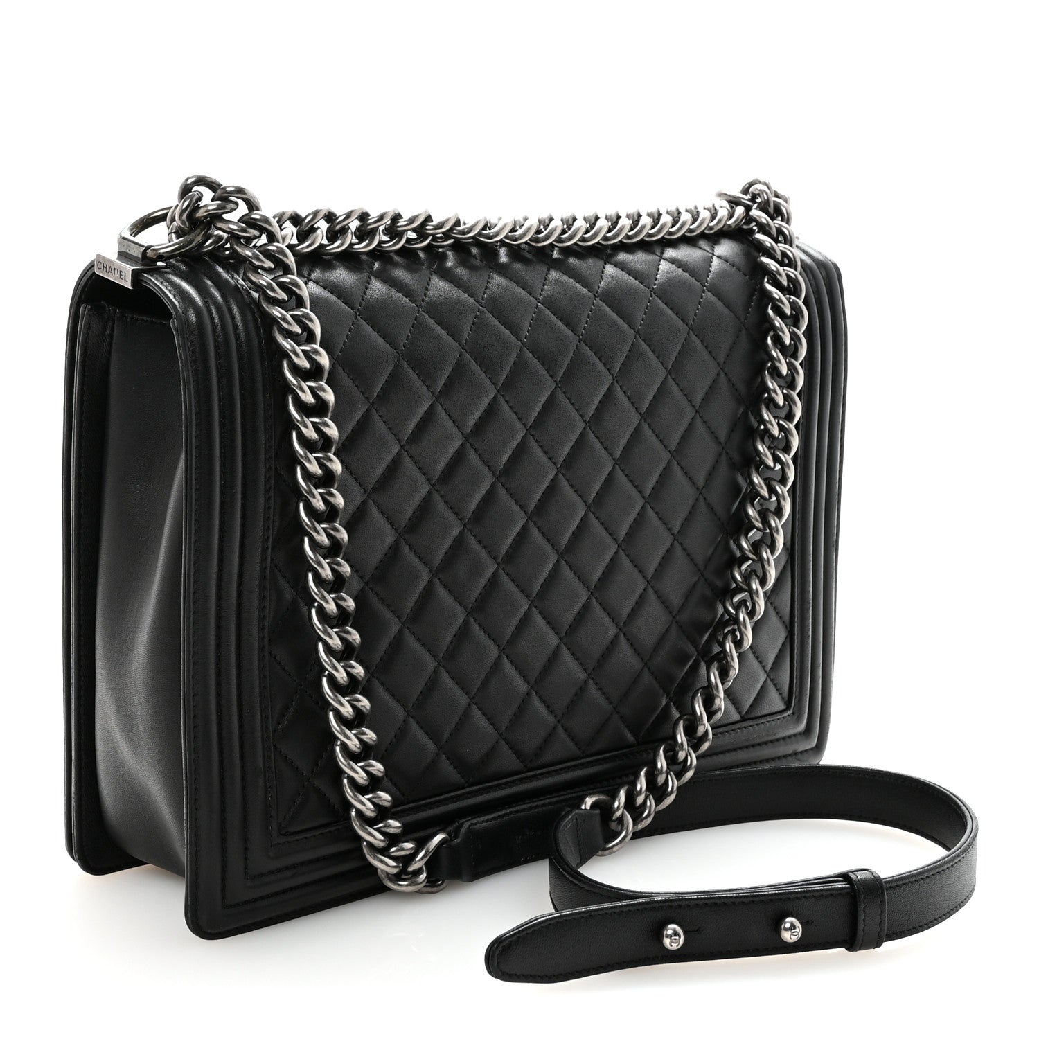 Chanel Lambskin Quilted Large Boy Flap Black 2 of 10