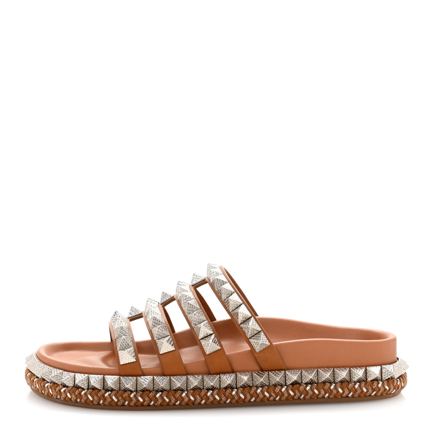 Christian Louboutin Pyra Hallulila Spike Mule Flat Slides 39.5 Terra 1 of 12