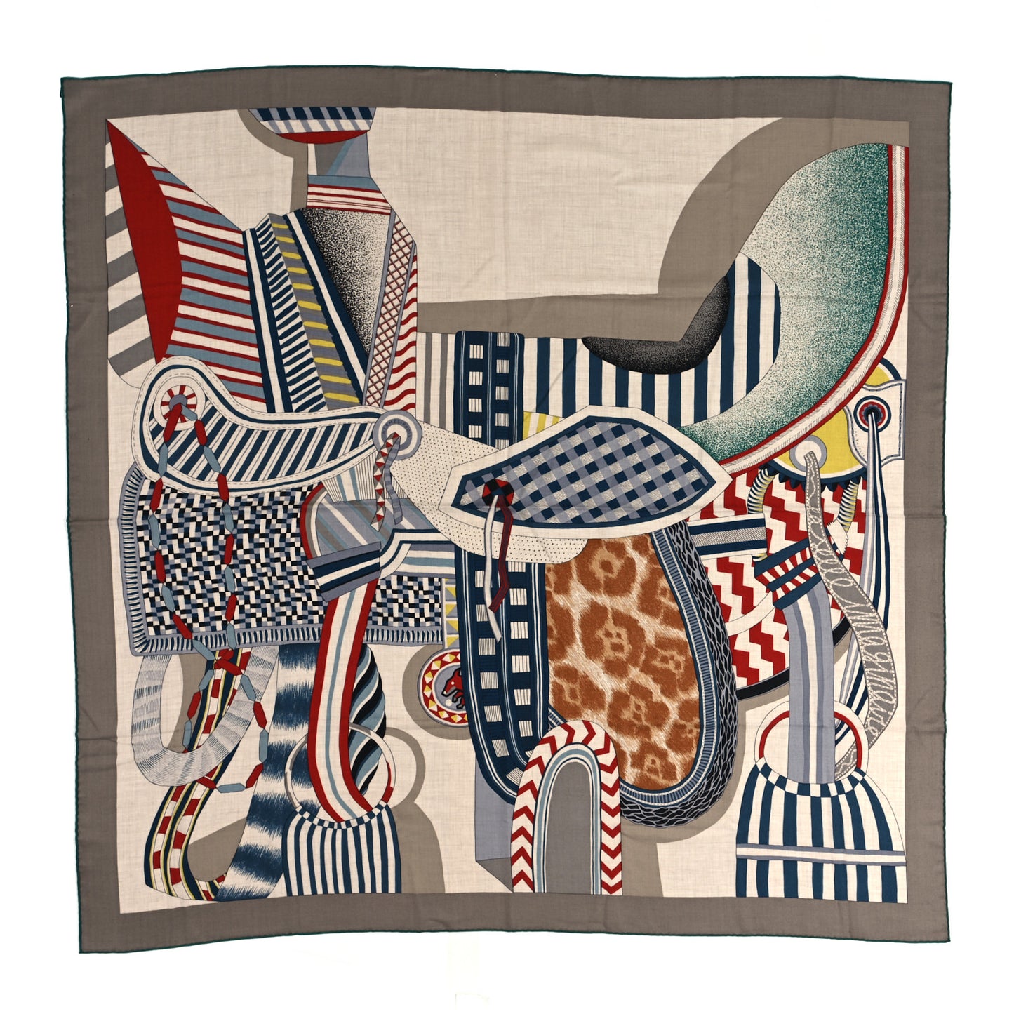 Cashmere Silk La Selle Imaginaire Shawl 140 Gris Cendre Naturel Bleu