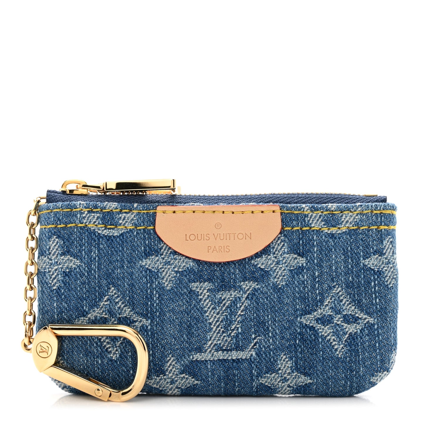 Monogram Denim Key Pouch Denim Blue