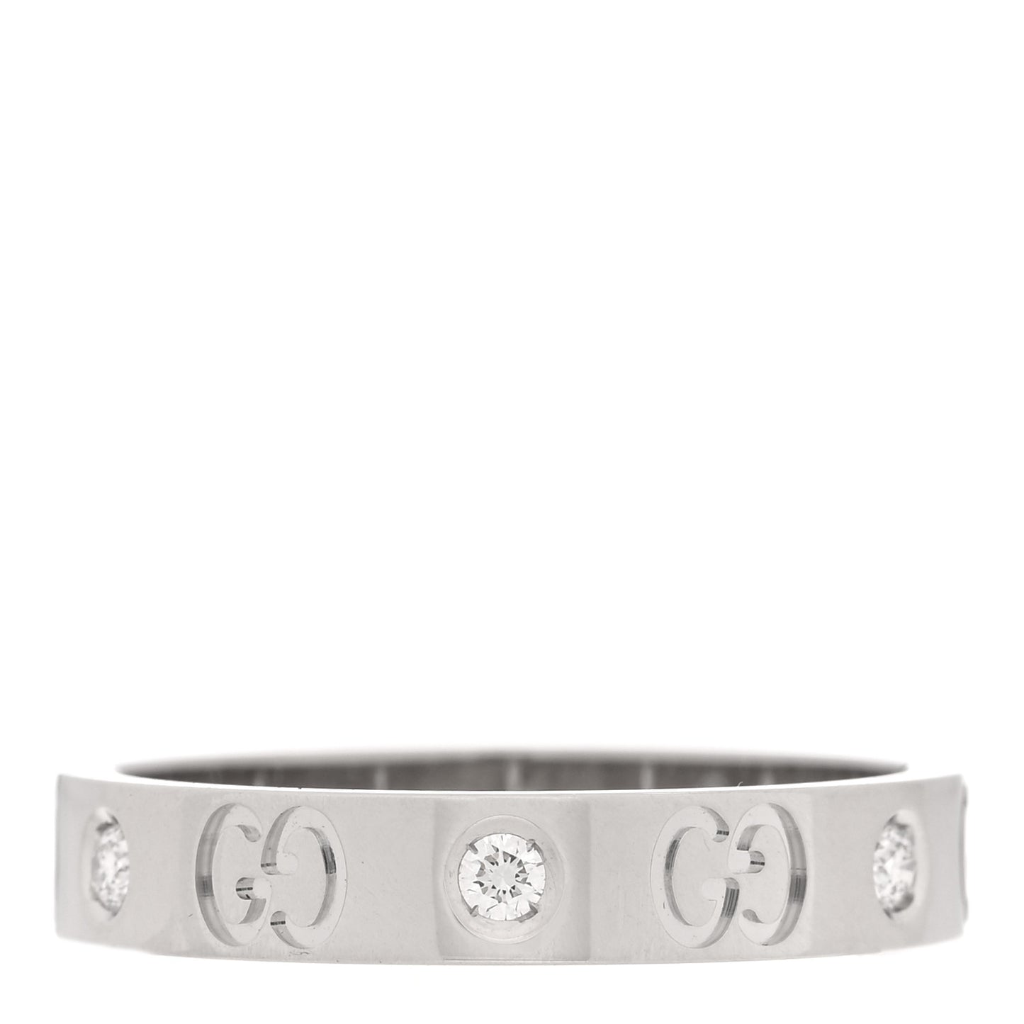 18K White Gold Diamond Icon Band Ring 59 8.75