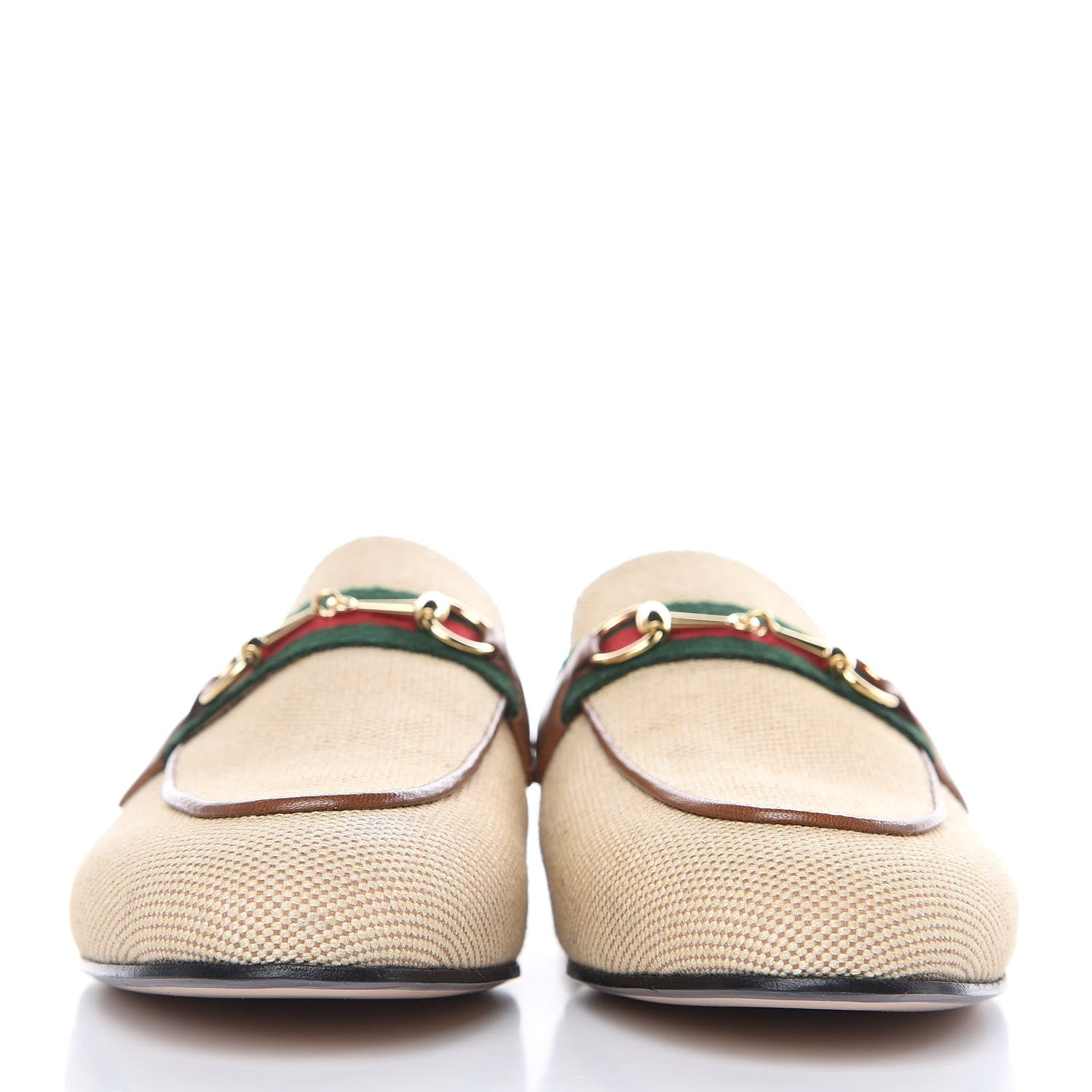 Gucci Canvas Vintage Charlotte Web Princetown Slippers 38.5 Sand Cuir 2 of 9