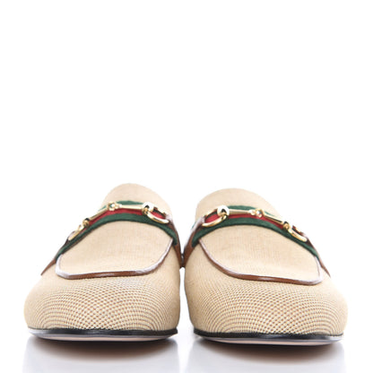 Gucci Canvas Vintage Charlotte Web Princetown Slippers 38.5 Sand Cuir 2 of 9