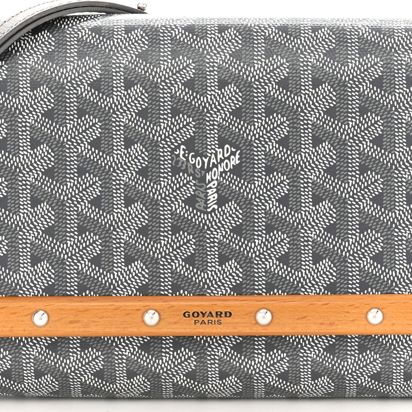 Goyardine Monte Carlo Bois Clutch With Strap Gray