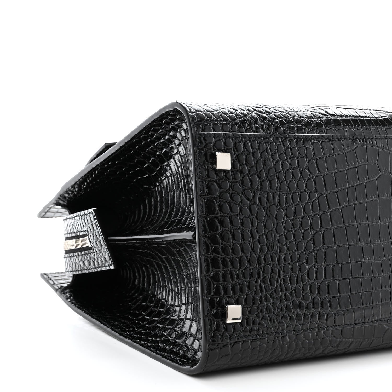 Saint Laurent Croc Calfskin Embossed Medium Uptown Tote Black 9 of 10