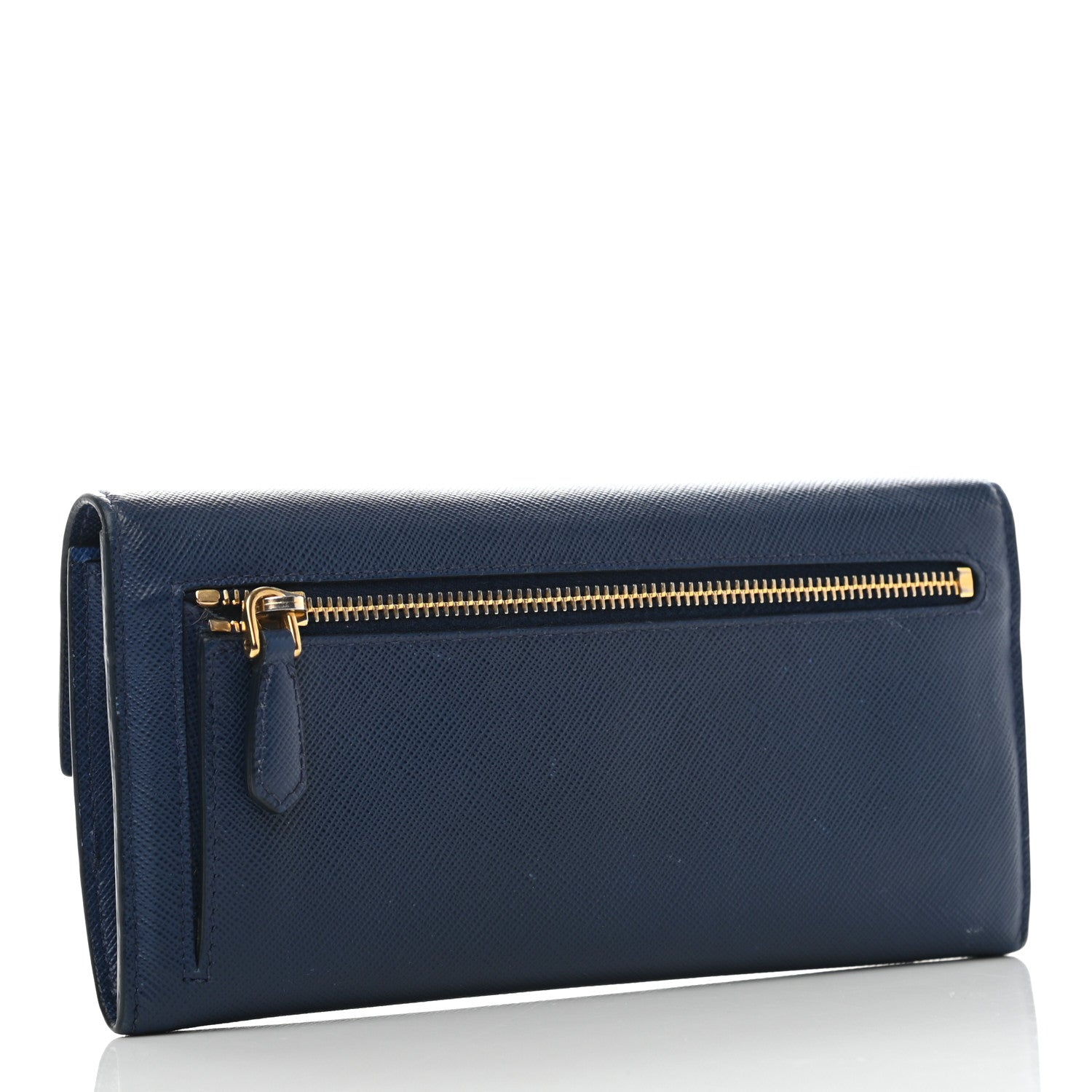 Prada Saffiano Wave Continental Flap Wallet Bluette Azzurro 3 of 12