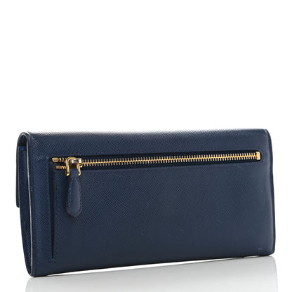 Prada Saffiano Wave Continental Flap Wallet Bluette Azzurro 3 of 12
