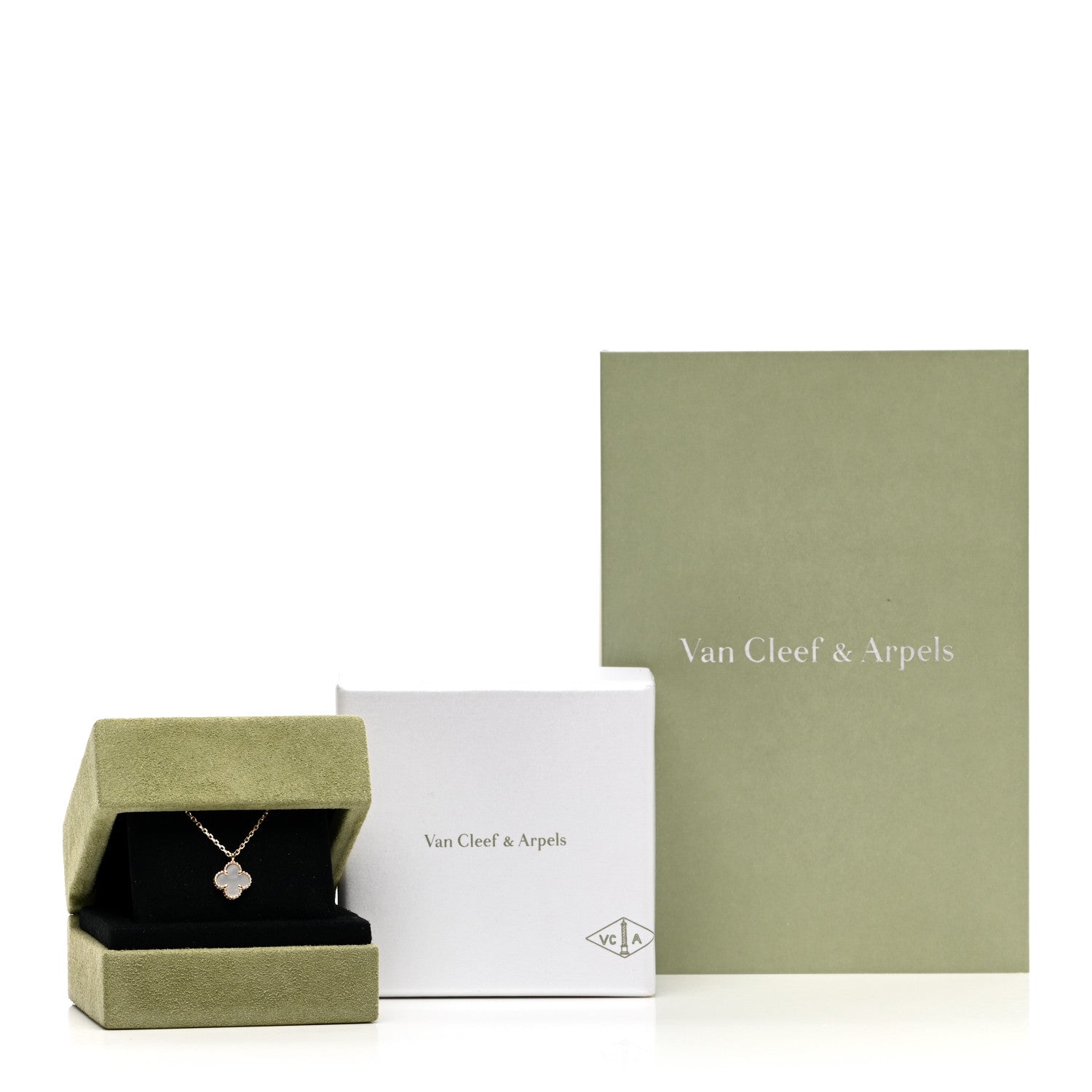 Van Cleef & Arpels 18K Yellow Gold Mother of Pearl Sweet Alhambra Pendant Necklace 6 of 6