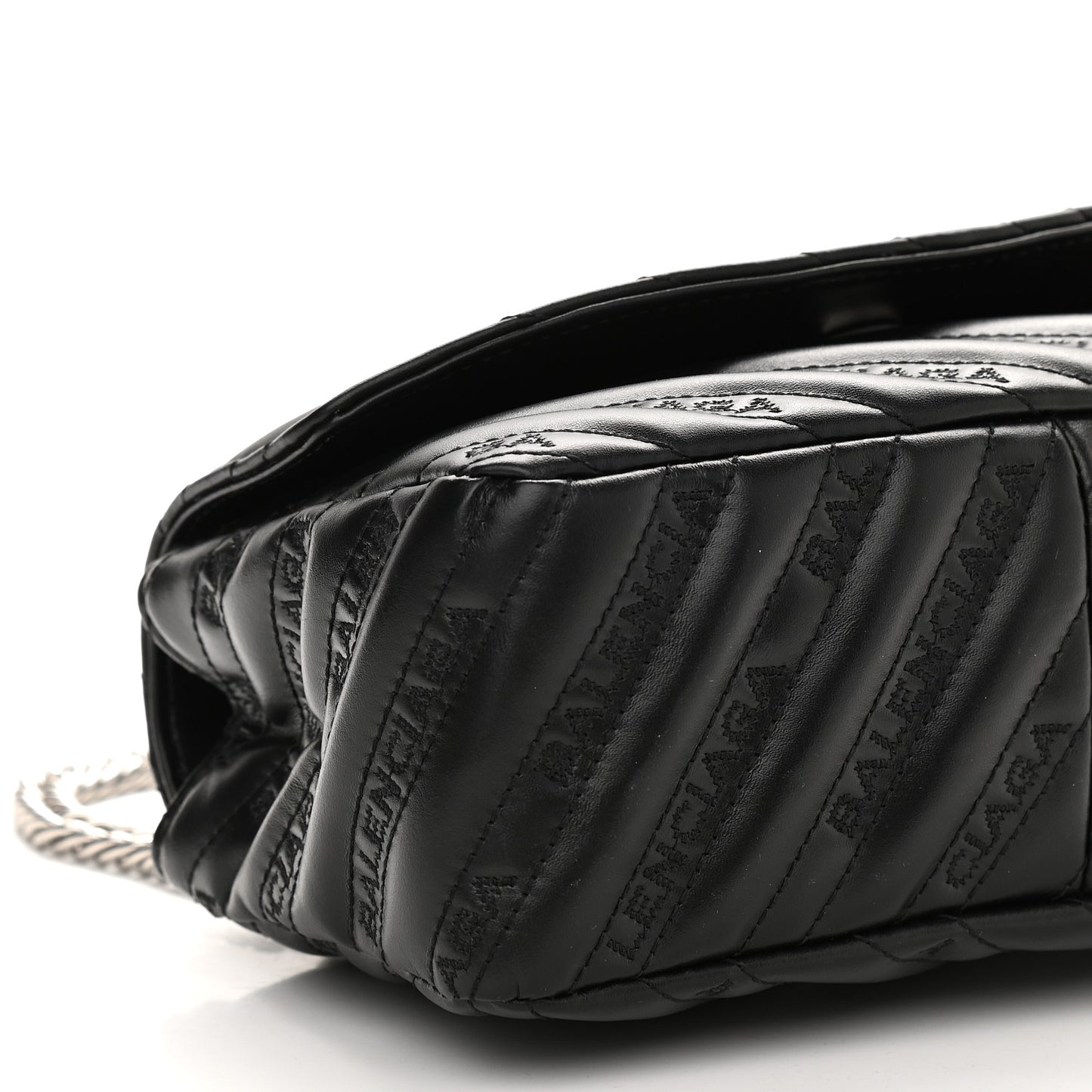 Calfskin Logo Matelasse S BB Round Shoulder Bag Black