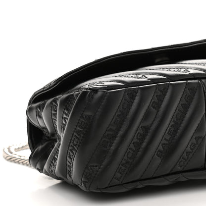 Balenciaga Calfskin Logo Matelasse S BB Round Shoulder Bag Black 7 of 8