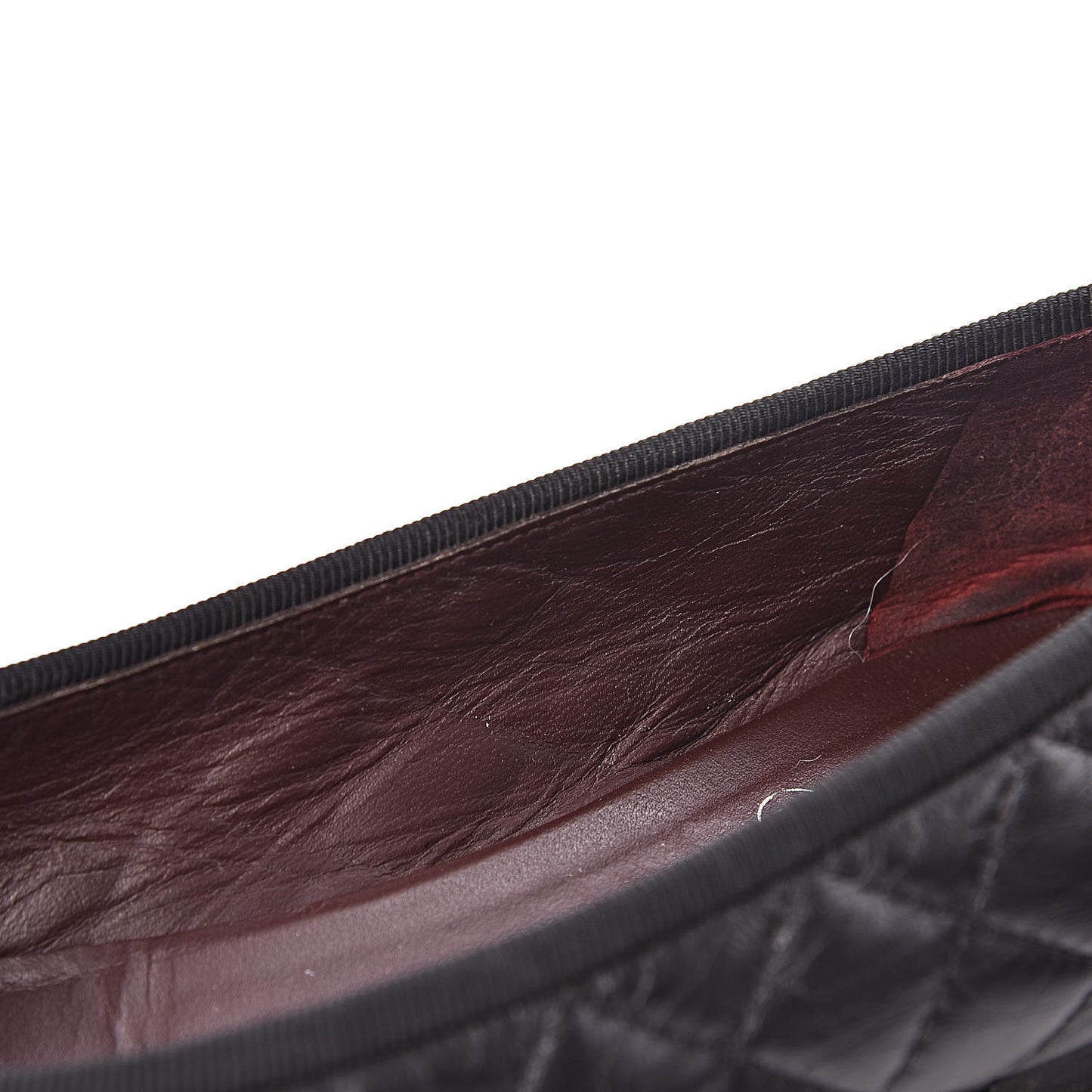 Aged Calfskin Quilted Cap Toe Ballerina Flats 40 Black