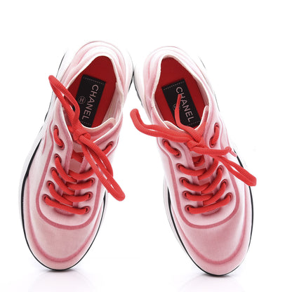 Chanel Lycra Fabric CC Sneakers 36.5 White Red 5 of 10