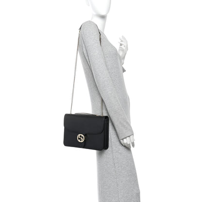 Gucci Dollar Calfskin Interlocking G Shoulder Bag Black 2 of 10