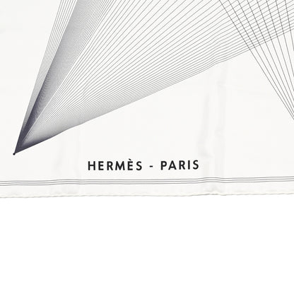 Hermes Silk Hiver H En Fil Scarf 140 White Anthracite 4 of 5