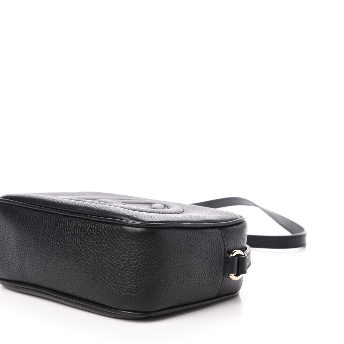 Pebbled Calfskin Small Soho Disco Bag Black