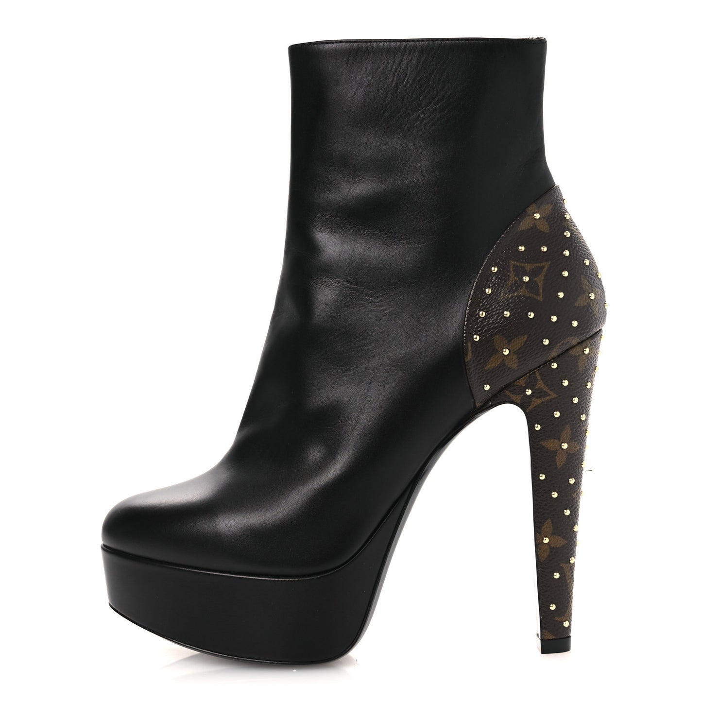 Soft Calfskin Monogram Afterglow Platform Ankle Boots 38.5 Black