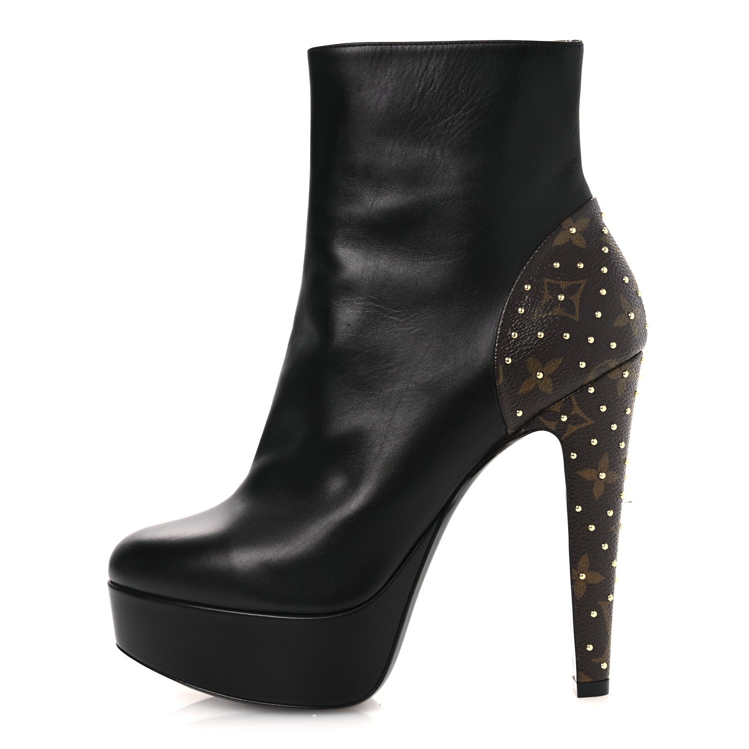 Louis Vuitton Soft Calfskin Monogram Afterglow Platform Ankle Boots 38.5 Black 1 of 12