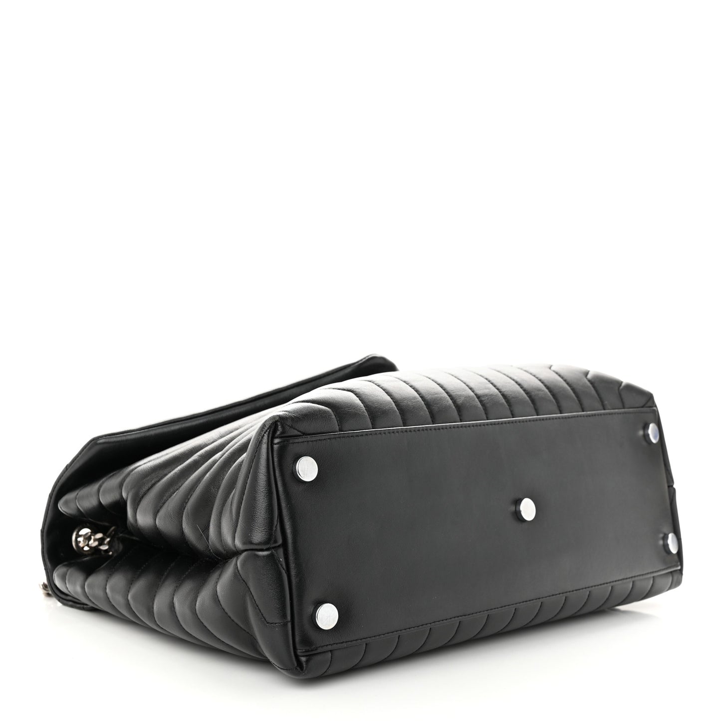 Calfskin Y Quilted Monogram Large Loulou Chain Satchel Black