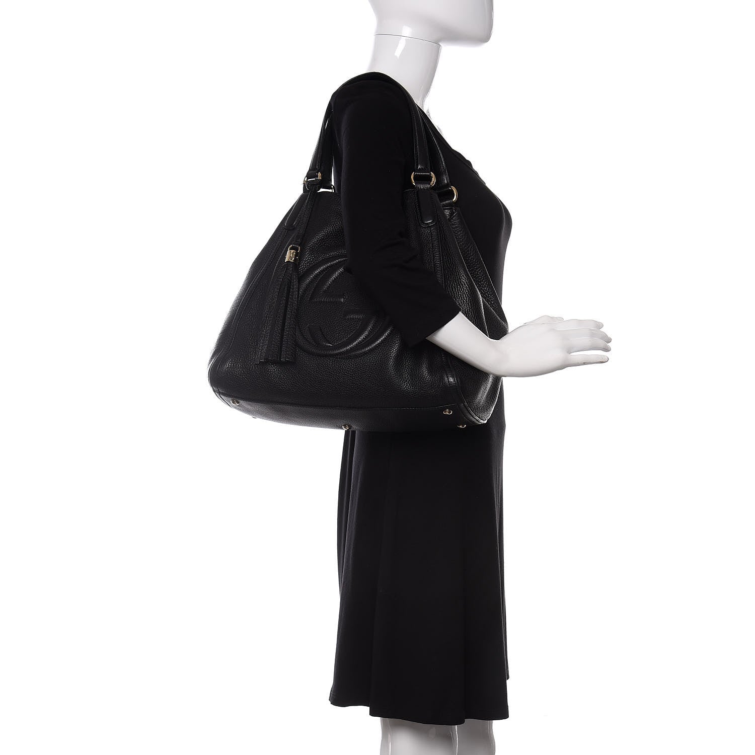 Gucci Pebbled Calfskin Medium Soho Shoulder Bag Black 2 of 19