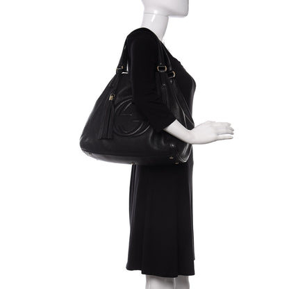 Gucci Pebbled Calfskin Medium Soho Shoulder Bag Black 2 of 19