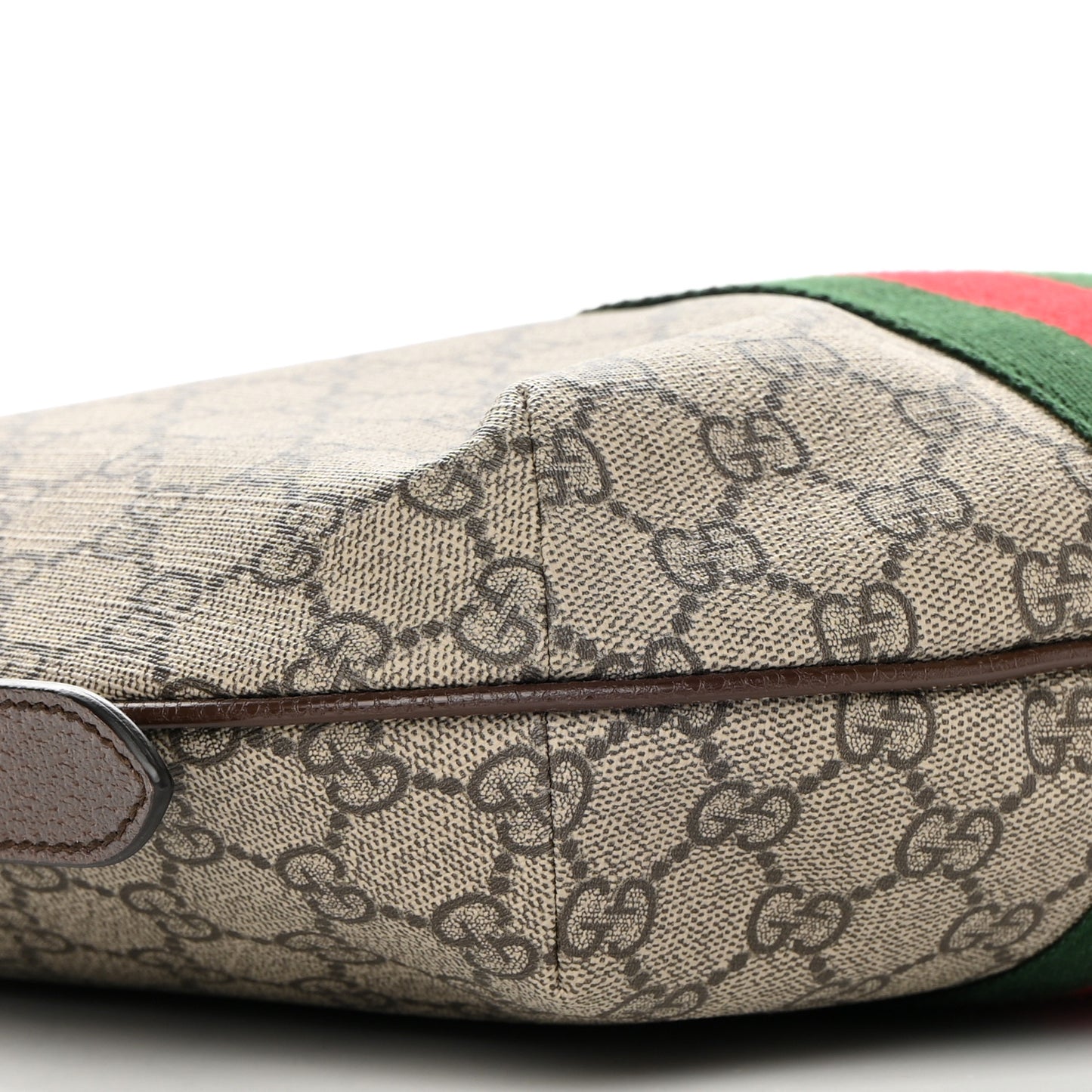 GG Supreme Monogram Web Small Ophidia Half Moon Hobo Brown