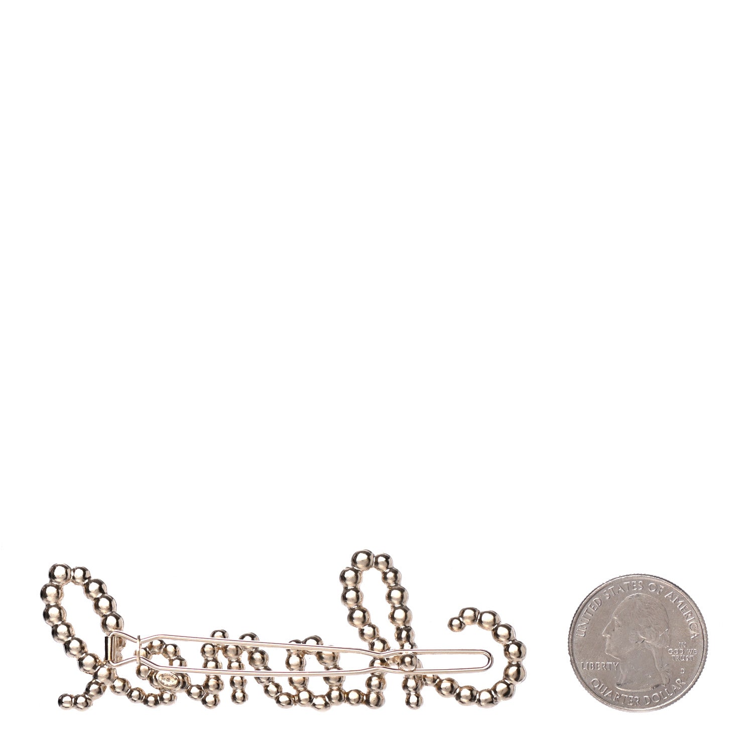 Chanel Metal Glass Swirling Pearls Hair Clip Gold 2 of 3
