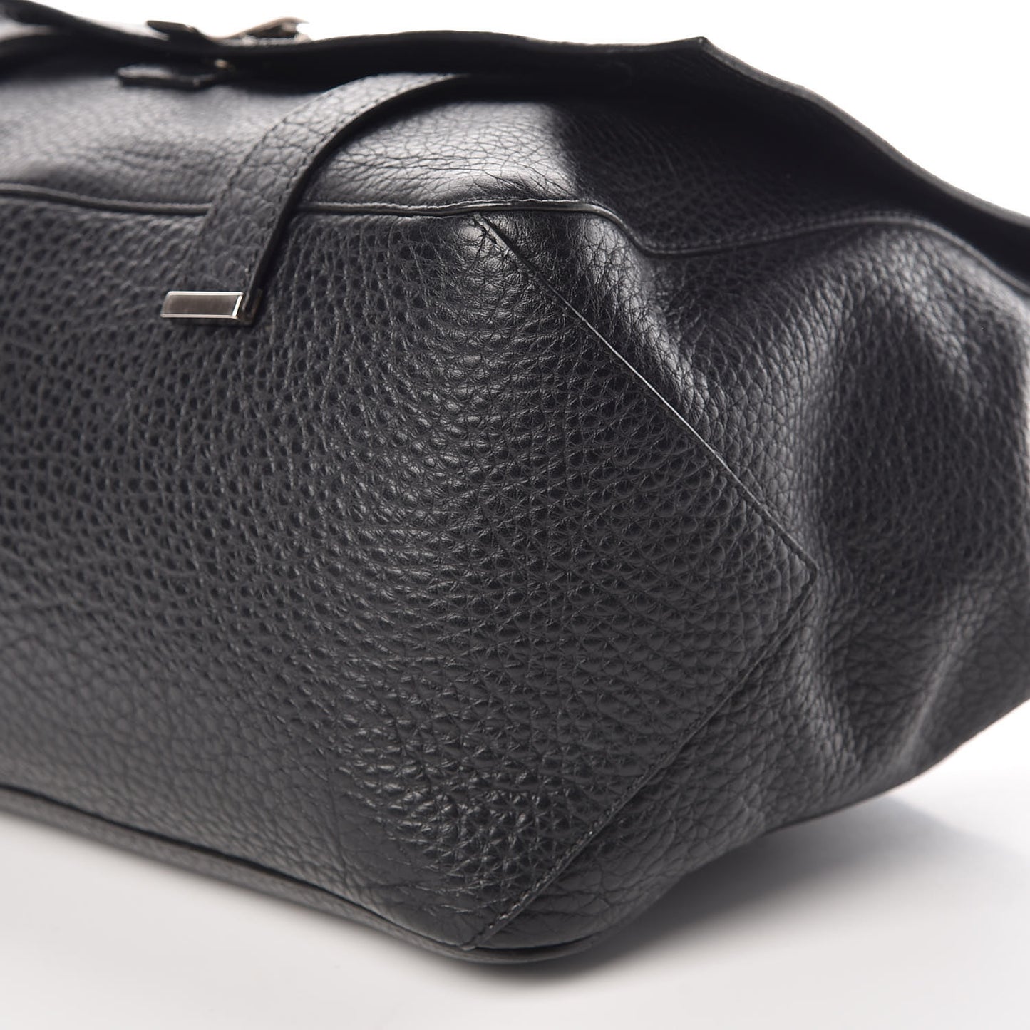 Pebbled Calfskin PS Courier Shoulder Bag Black