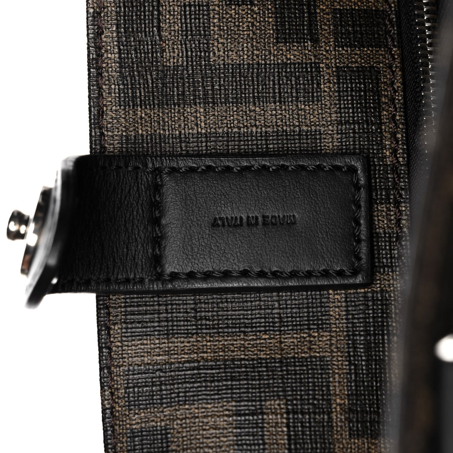 Glazed Fabric Vitello Century FF 1974 Roma Amor Tote Tobacco Moro Black Limone